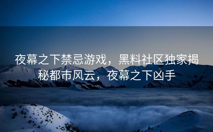 夜幕之下禁忌游戏，黑料社区独家揭秘都市风云，夜幕之下凶手