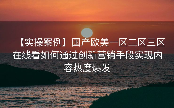 【实操案例】国产欧美一区二区三区在线看如何通过创新营销手段实现内容热度爆发